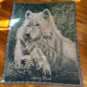 Retro Wolf Tapestry Throw Blanket Gail Adams 1995